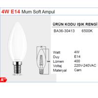 Buji Ince Duylu LED Ampul Cam 4 W E-14 Beyaz Işık Braytron