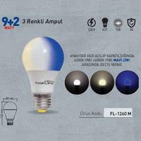 Forlife Renkli Led Ampül 3 Renk Beyaz-Mavi 9+2 Watt FL-1260-BM