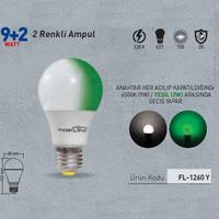 Forlife Renkli Led Ampül 2 Renk Beyaz-Yesil 9+2 Watt FL-1260-BY