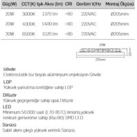 Lamptime Sıva Altı LedSpot Beyaz Gövde 20W 3000K Yuvarlak 260333