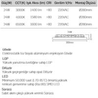 Lamptime Sıva Altı LedSpot Beyaz Gövde 24W 6500K Yuvarlak 260626