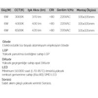Lamptime Sıva Altı Led Spot Siyah Gövde 6W Kare 4000K 263428
