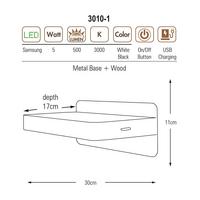 Özcan Aydınlatma 3010-1-19 Usb Aplik Siyah