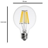 Cata 6 Watt Flament Led Ampul G95 Glop Şeffaf Beyaz Işık CT-4354