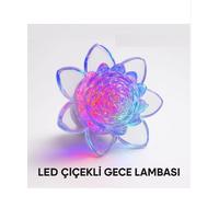 Çiçek Desenli Fişli Gece Lambası Anahtarlı Ledli Rgb Işık