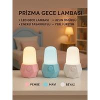 Fişli Gece Lambası Anahtarlı Ledli Beyaz Sarı Işık Pembe Renk