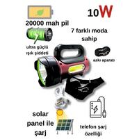 Gold Kama 10w Uzun Menzilli Solar Panelli Powerbank Usb Çıkış S.o.s Lu Şarjlı Feneri