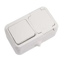 Makel Sıva Üstü Nemliyer Kapaklı Topraklı Priz + Anahtar Beyaz