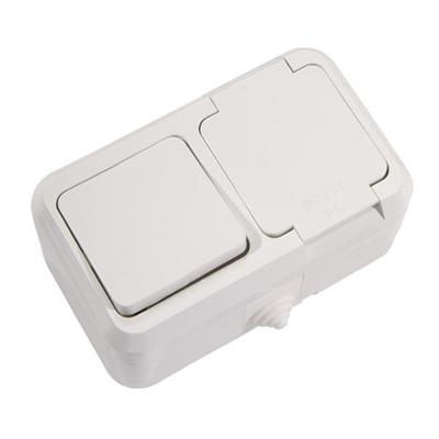 Makel Sıva Üstü Nemliyer Kapaklı Topraklı Priz + Anahtar Beyaz