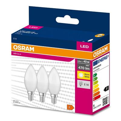 Osram 4,9 Watt E-14 İnce Duy 2700k Sarı Işık Buji Led Ampul 3 lü Paket