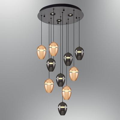 Özcan Aydınlatma 2807-10A-0324 Dris 10'lu Sarkıt Sarı-Platin mix