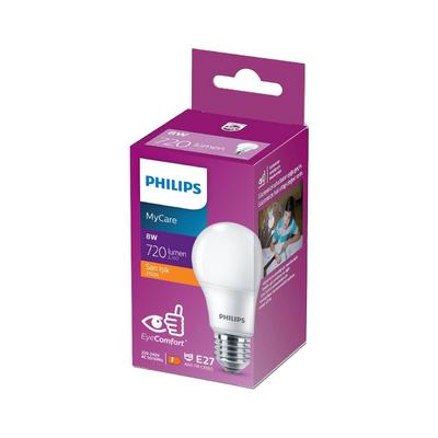 Philips LED Ampul 8-60W 2700K Sarı Işık 720 Lümen Tasarruflu Uzun Ömürlü ve Göz Yormayan Aydınlatma