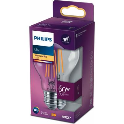 Philips LED Classic Şeffaf Filament Ampul 7W 806 Lumen 2700K Sarı Işık A60 E27 Duy