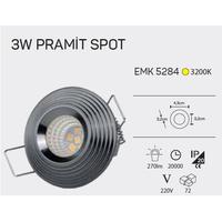 Emk 5284 3W Pramit Spot 3000K Gunışığı Işık